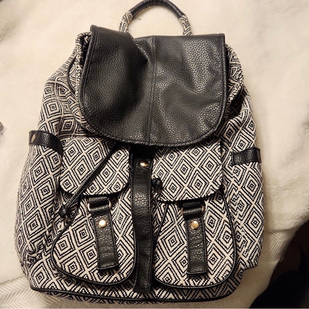 Geometric Black and White Backpack